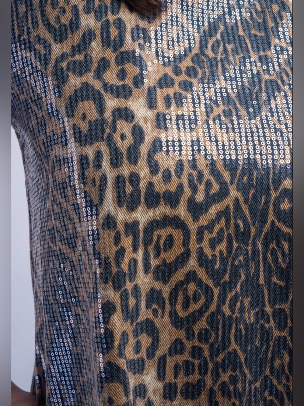 Strut and Bolt Sequin Taupe Leopard Mini Dress Size Small NWT - Picture 8 of 13